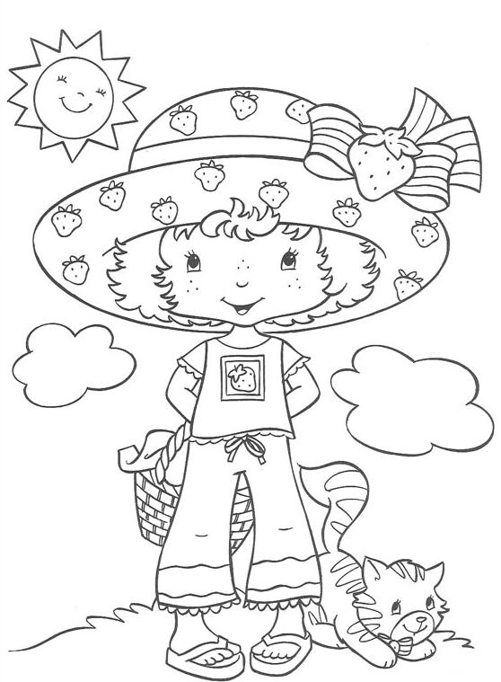 coloriage charlotte se promene avec son chat